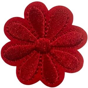 Flower Embroidered Iron On Patches Red Floral Applique 8 Pack Lot